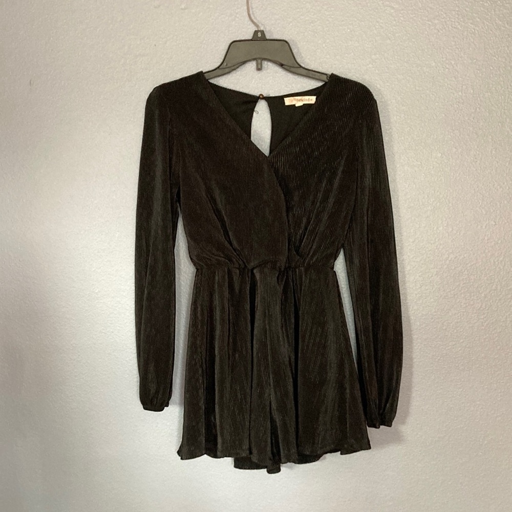 REWIND black shimmer romper with ribbed material size small